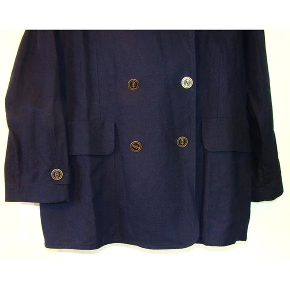 ESCADA SPORT WOMENS NAVY DOUBLE BREASTED GOLD BUTTON PEA COAT JACKET LARGE  D151 - Picture 4 of 10